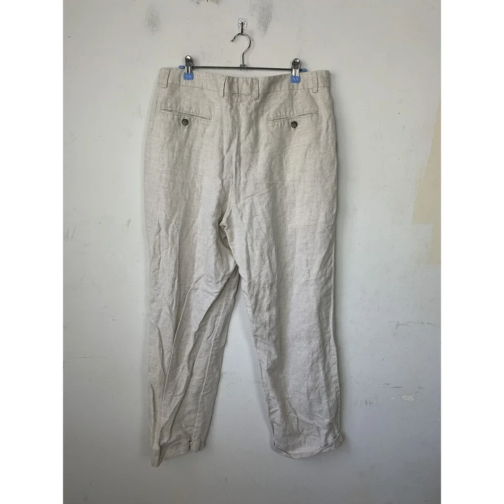Claiborne Mens Pants‎ 36x32 Linen Beachy Summer Preppy Old Money Wedding Beige